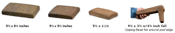 Different sizes of thin pavers