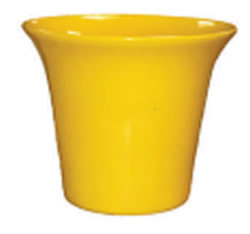 A yellow shiny clay pot