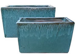 Two rectangular clay pots