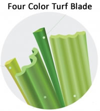Four color turf blades: Field green, emerald, lime green and beige