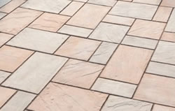 One of many stone pavers designs. Incorporates different sized rectangles fit together like a puzzle.