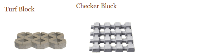 Turf Block and Checker Block permeable pavers for driveways and lanes.